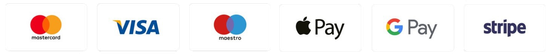 Mastercard, Visa, Maestro, Apple Pay, Google Pay — secure payments by Stripe